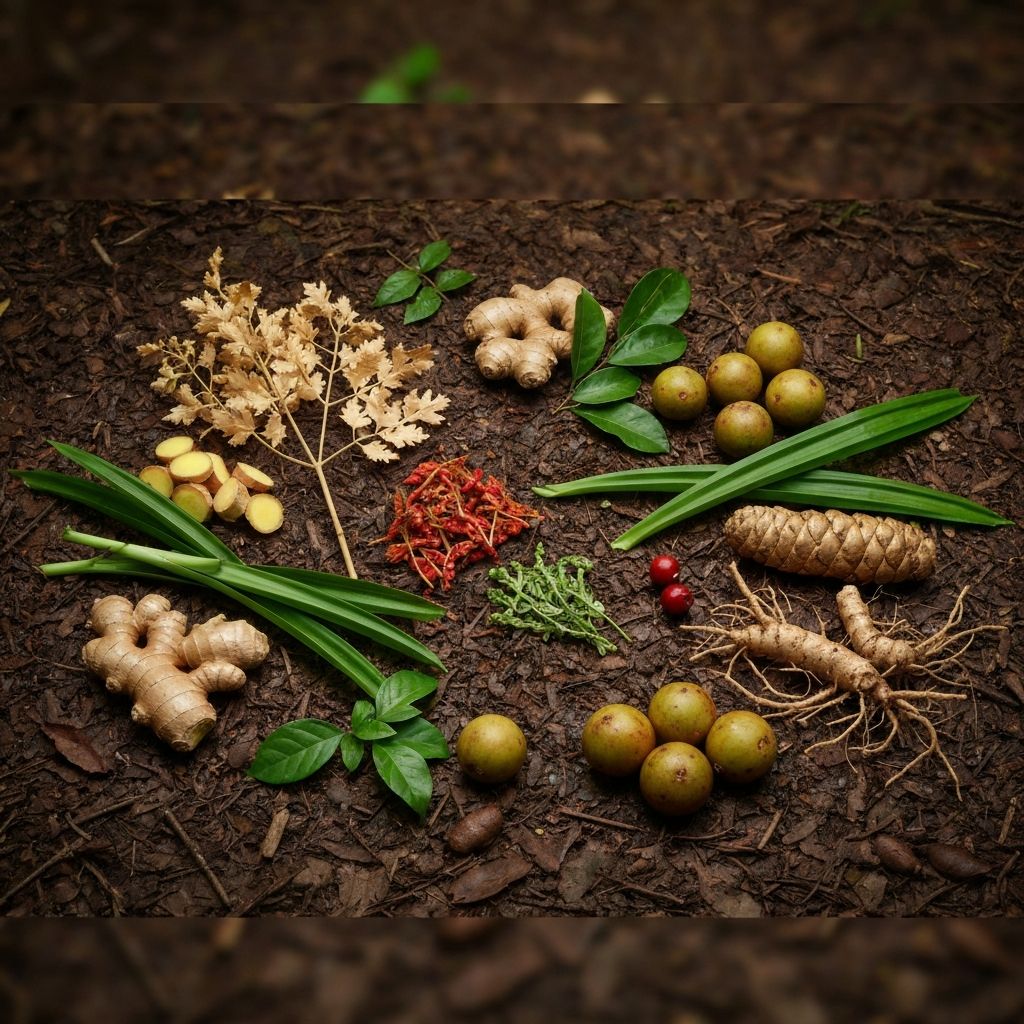 Various forest herbs and ingredients